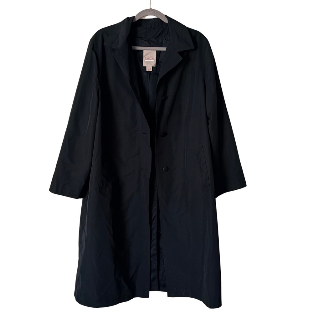 Bergdorf Goodman Drizzle Women's Button Down Collared Trench Coat Wool Lined, 14